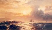 Edward Moran Yachting at Sunset oil on canvas